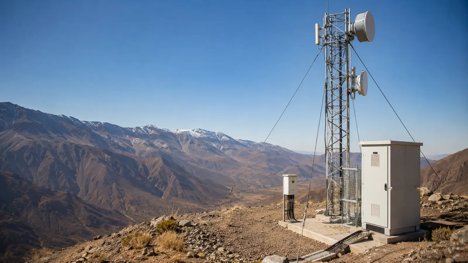 Infraestructura representativa de telecomunicaciones sobre el entorno cordillerano de Mendoza